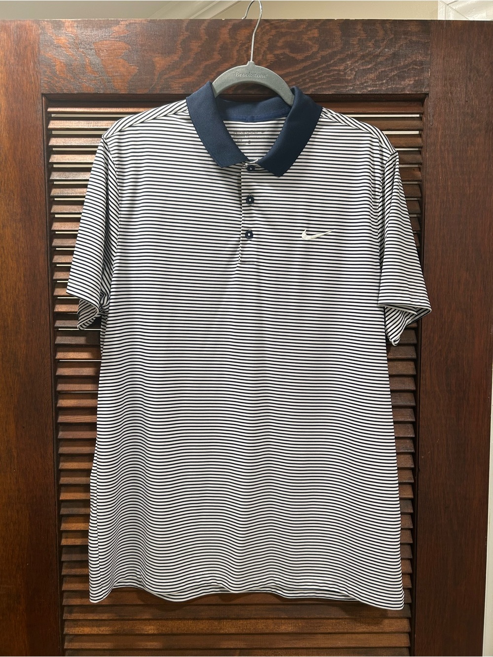 Nike Men’s Navy & White Striped Performance Polo Shirt